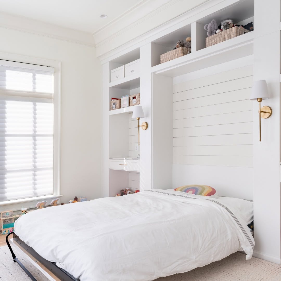 Murphy bed with integrated storage and lighting