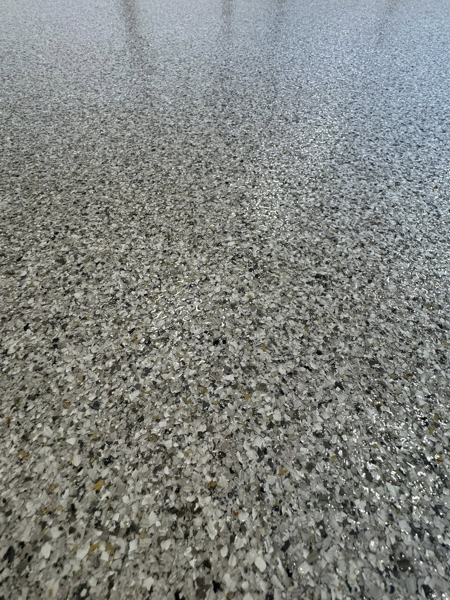 Epoxy flake floor close-up